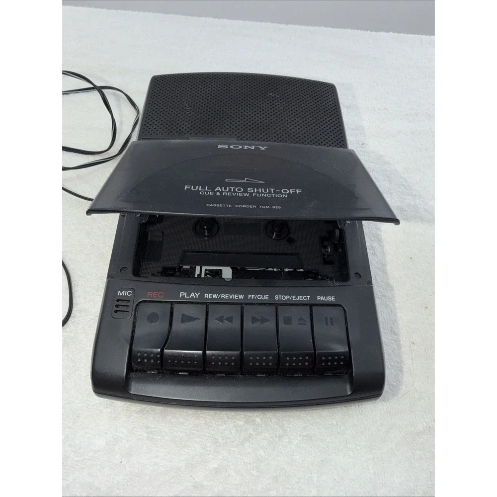 Sony TCM 929 Cassette Corder Portable Cassette Tape Recorder Player Tested